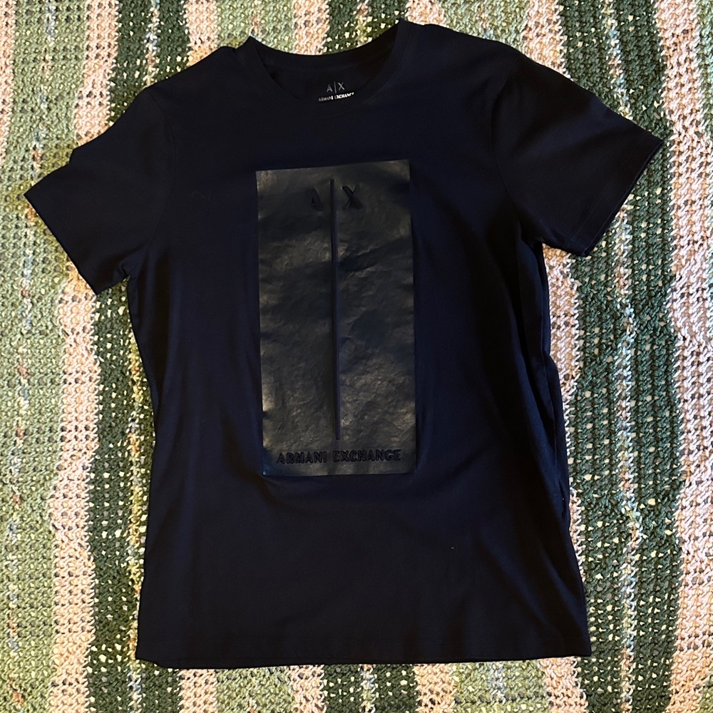 Armani Exchange Black Graphic Tee Medium Slim Fit